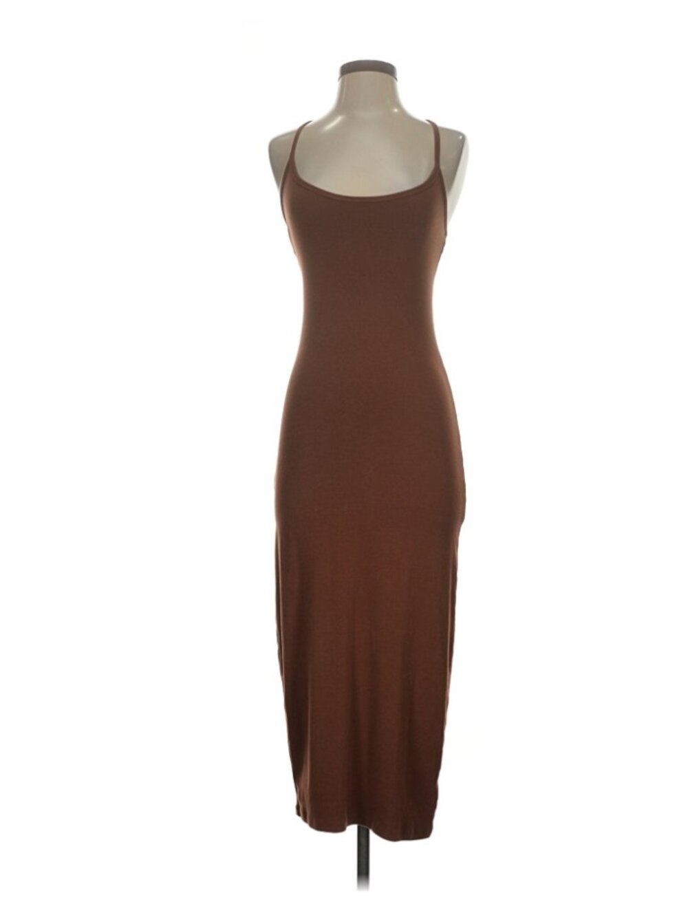 Gap Brown Midi Dress Adjustable Straps Built-In Shelf Bra, Size Small